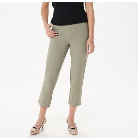 Isaac Mizrahi Pants - Isaac Mizrah 24/7 Stretch Crop Pants with Back Slit Hem  10932